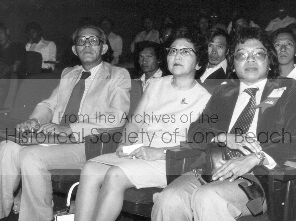 In attendance at the first National Conference of Cambodian associations was from left to right: General Pok Sam An; Eunice Sato (Long Beach City Councilmember, 7th district); and Prince Sisowath Sirirath.