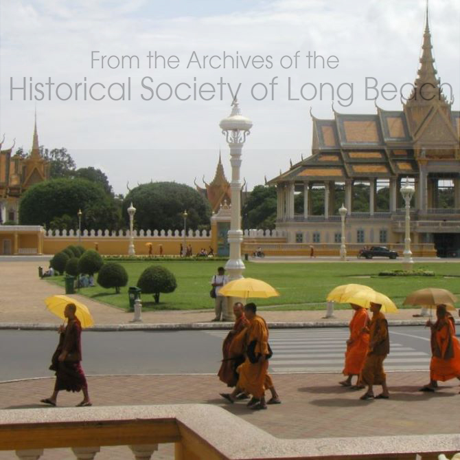 Cambodian Buddhist monks walking in Phnom Penh