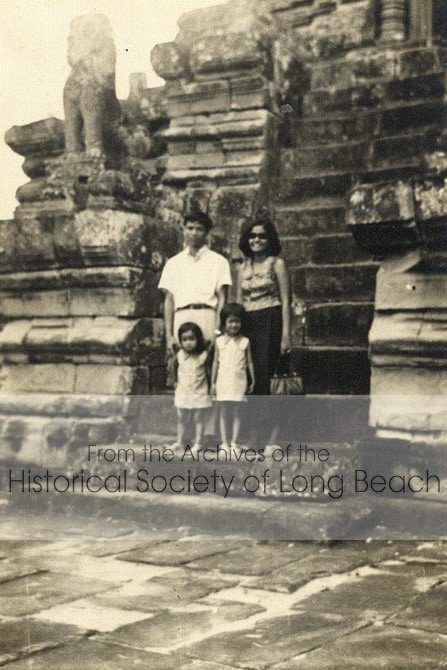 Bokanika Kan’s mother, Borin Kan, and father, Bo Kan, visiting Angkor Wat with Bokanika’s two older sisters, Min Kan and Lyanne Kan, before Bokanika was born c. 1960.