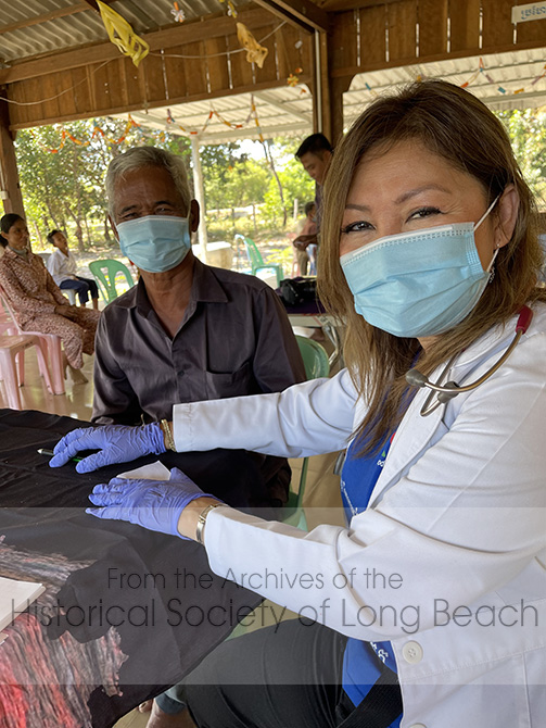 Dr. Christina Lee in Kampong Chhang, Cambodia, 2023. Dr. Lee went to Cambodia on behalf of her church, the Long Beach Cambodian American United Methodist Church. She treated patients and is an example of how she wants to help all Cambodians.