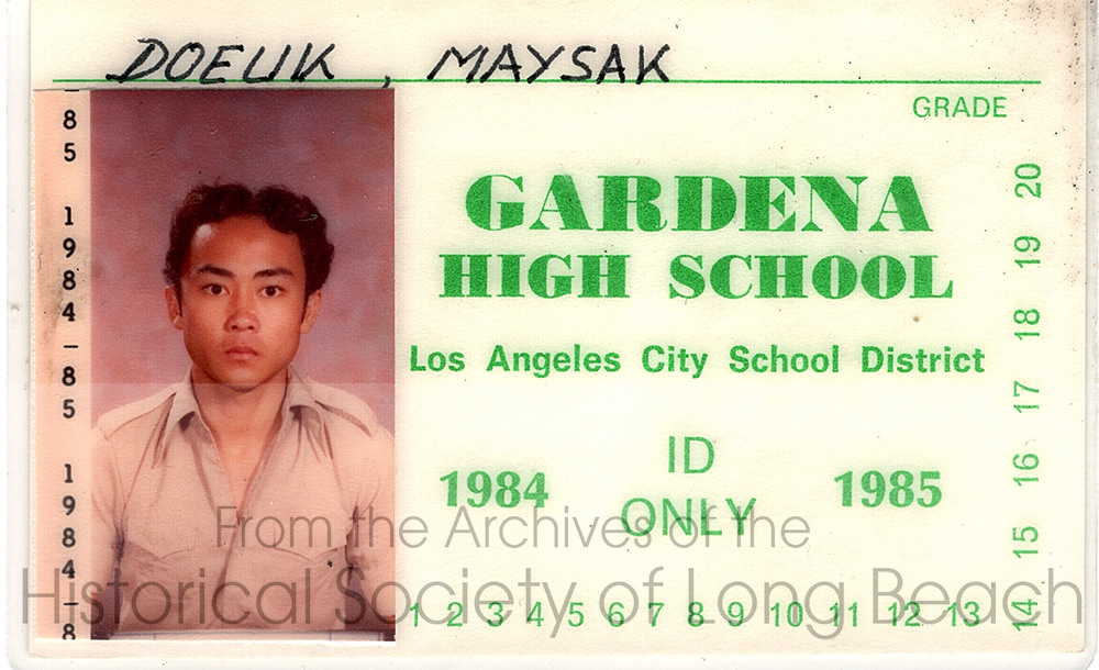 Dan Durke’s Gardena High School ID card from 1984-1985. Dan hadn’t changed his name yet and is identified by his original name: Maysak Doeuk. Dan graduated in 1987.