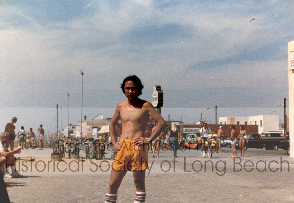 Dan Durke’s first visit to Redondo Beach, CA in 1984, with friends. He was about 19 years old. He recalls being stared at, maybe because he and his friends were wearing knee high socks at the beach.