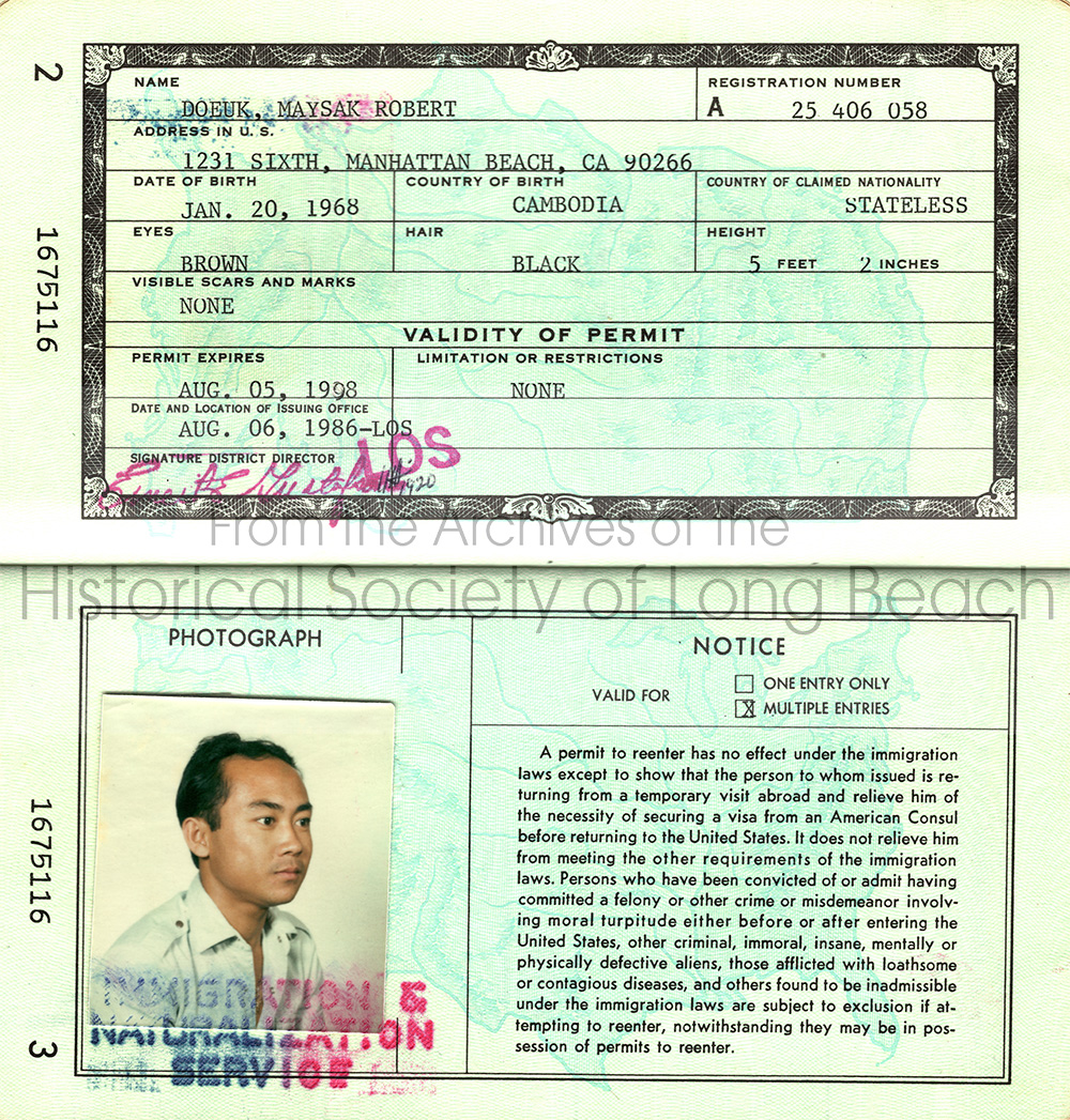 Dan Durke’s permit to reenter the U.S. issued by the Department of Justice in 1986. Note that Dan has added an American middle name and changed the spelling of his last name. He is now identified as Maysak Robert Doiuk. His country of claimed nationality is stateless.