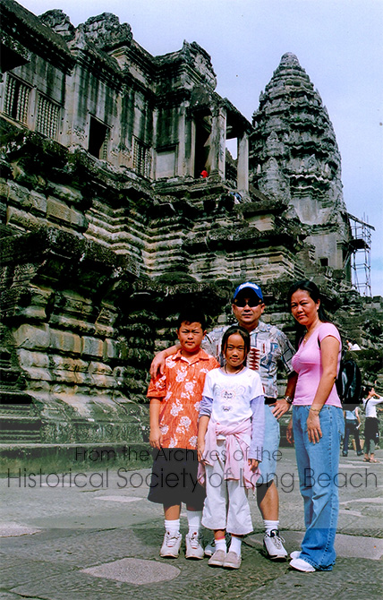The Durkes at Angkor Wat, Cambodia in 2002. This was the first trip for Katherine and the children to Cambodia. Left to right: Dustin, Deanna, Dan, and Katherine. Katherine and Dan have returned to Cambodia several times since then. Dan makes regular trips as a volunteer with the Cambodian Health Professionals Association of America (CHPAA).