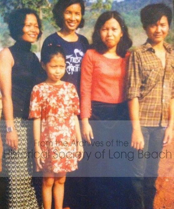 Janet Vanniroth (in red dress) with her mother (far left) and friends in the Khao-I-Dang refugee camp in Thailand in 1980. Left to right are Janet’s mother, Vannsath Nguon; Janet Vanniroth; her mother’s friend, Phouny; unidentified friend and that woman’s godson, Edward. All the adults in the photo worked at the Khao-I-Dang orphanage center.