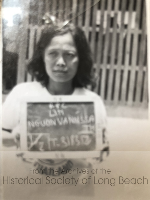 Janet Vanniroth’s mother, Vannsath Nguon, at the refugee processing center in Chonburi, Thailand, 1980. This is her official photo documenting her sponsorship to the U.S. has been approved.