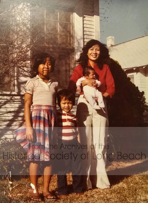 Julie Daniels with her family in Fort Worth, TX, 1984. From left to right: Julie Daniels, her brother, Todd; baby brother, Sam; and her mother, Samoth Ros.