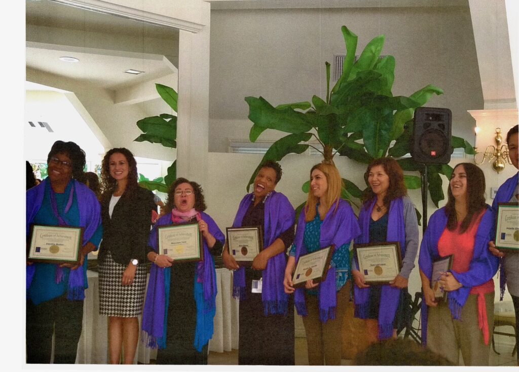 Kam Lou Lopez (3rd from right) with fellow graduates from the National Women of Color Leadership Foundation, San Diego, CA 2015. Kam was selected to represent the Center for Pacific Asian Family. The award paid for 1.5 years of classes where she learned grant writing, self knowledge, and how to better help the underserved. At the completion of the course, awardees worked in a culturally competent, community-serving program.