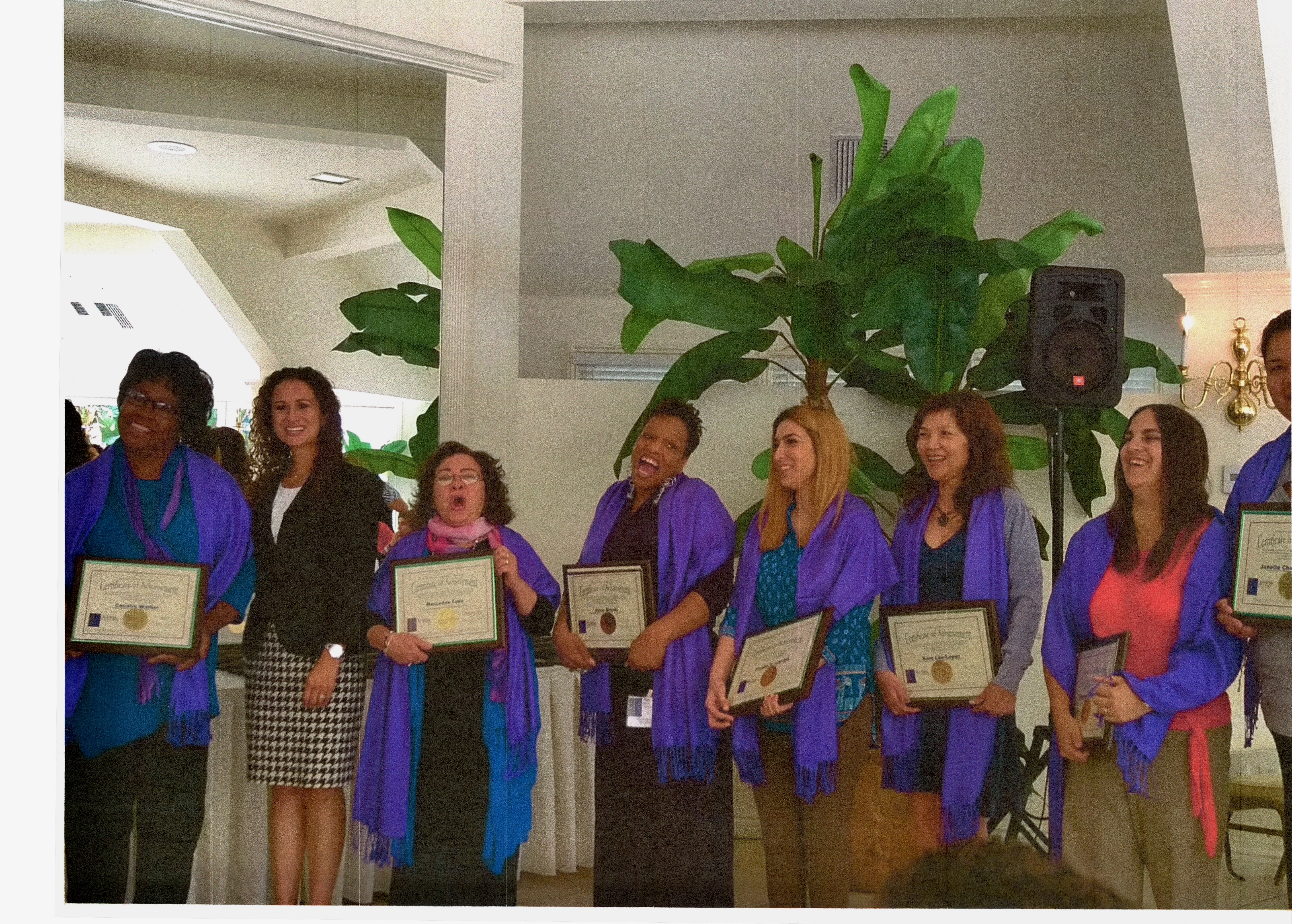Kam Lou Lopez (3rd from right) with fellow graduates from the National Women of Color Leadership Foundation, San Diego, CA 2015. Kam was selected to represent the Center for Pacific Asian Family. The award paid for 1.5 years of classes where she learned grant writing, self knowledge, and how to better help the underserved. At the completion of the course, awardees worked in a culturally competent, community-serving program.