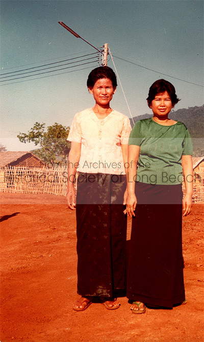Monorom Neth’s mother, Om Van in what was her best outfit (green top), Khao-I-Dang refugee camp in Thailand 1979. Many photos from that time period show her dressed in this outfit as they had very few clothes.
