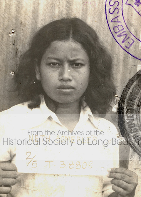 Monorom Neth’s older sister, Somealea Neth, with her ID number documenting she has been accepted to go to the U.S, Chonburi Refugee Processing Center, Thailand, 1980. Somealea was probably in her late teens. Another older sister was married and went to the U.S. under a different sponsor.