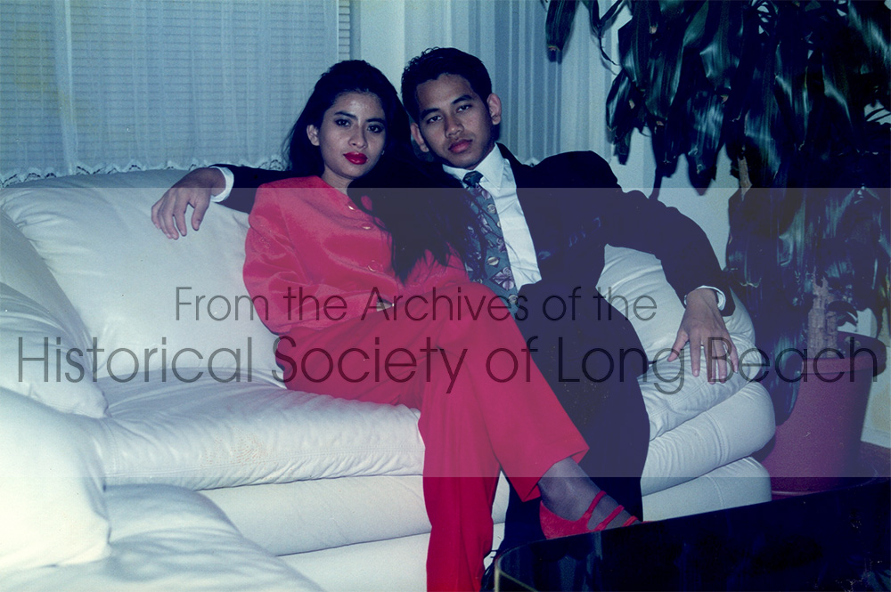 Monorom Neth (rt) with his future wife, Kessar Norodom in Norwalk, CA 1992. They met at Cerritos College and are on their first Valentine’s date.