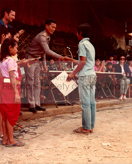 A reference letter from Save The Children detailing Namoch Sokhom’s accomplishments including the completion of the Teacher Training Course while in the Galang II Refugee Camp in Indonesia, November 4, 1981.