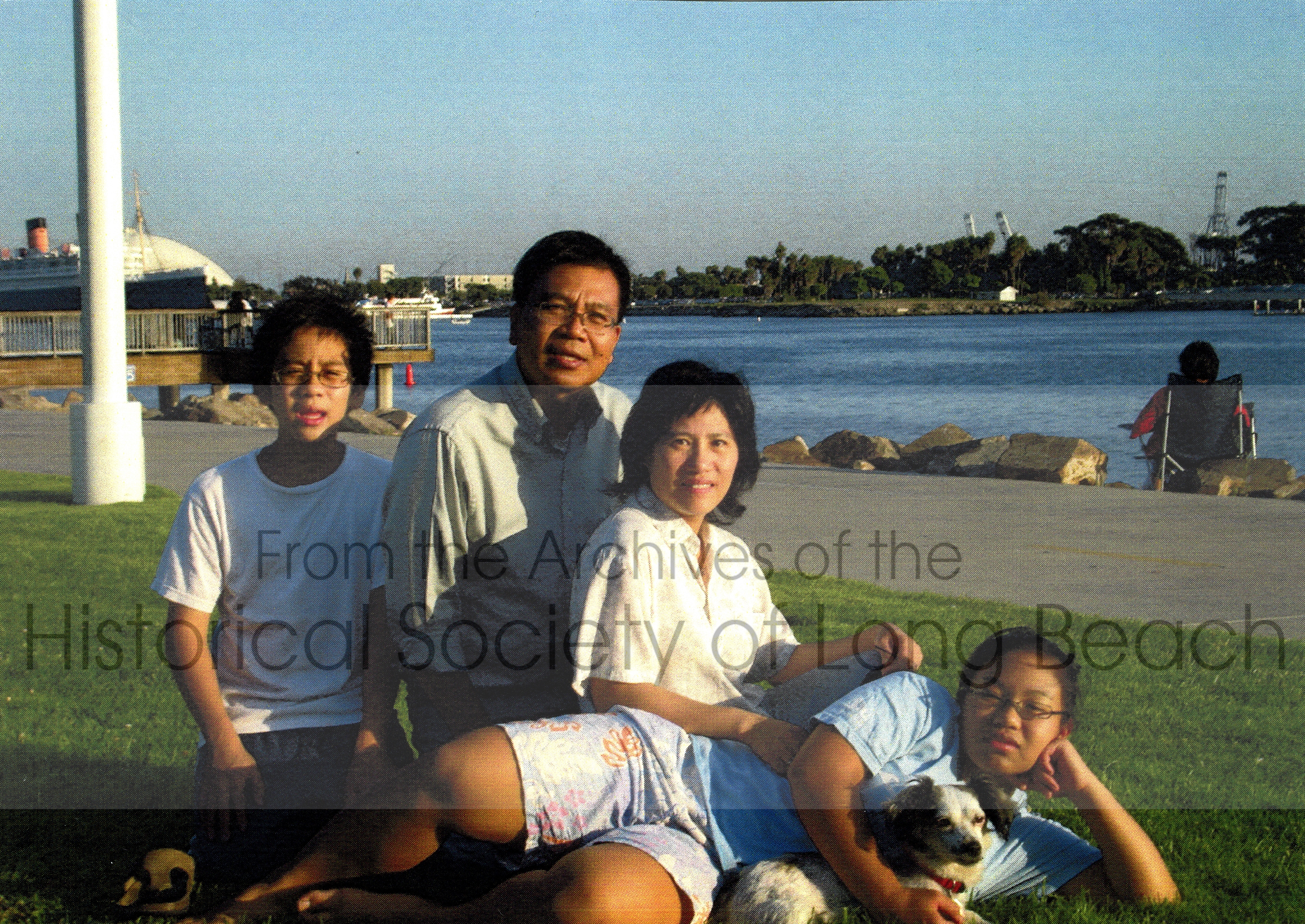 Namoch with his family at a picnic in Long Beach, CA 2008. From left are Namoch’s son, Lekhana; Namoch; his wife, Sufen; their daughter, Rattnak; and their rescue dog, Pinky.